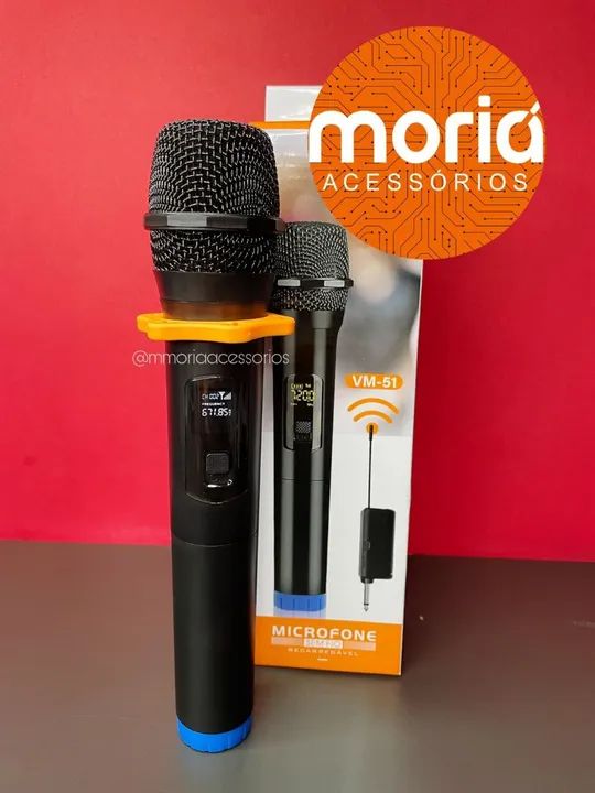 Microfone Sem Fio Wireless com Receptor Recarregável Dinâmico Display Digital  - Foto 2