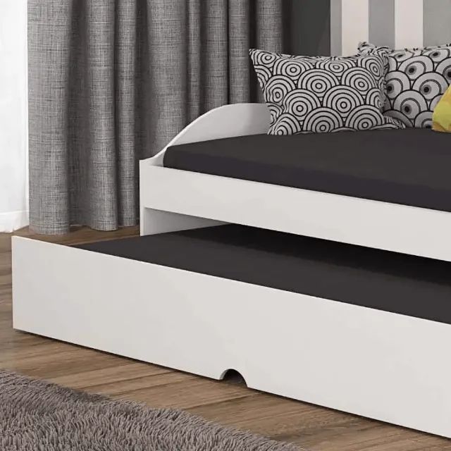 Sofá Cama Lais com Cama Auxiliar 3 Lugares Branco - Foto 3