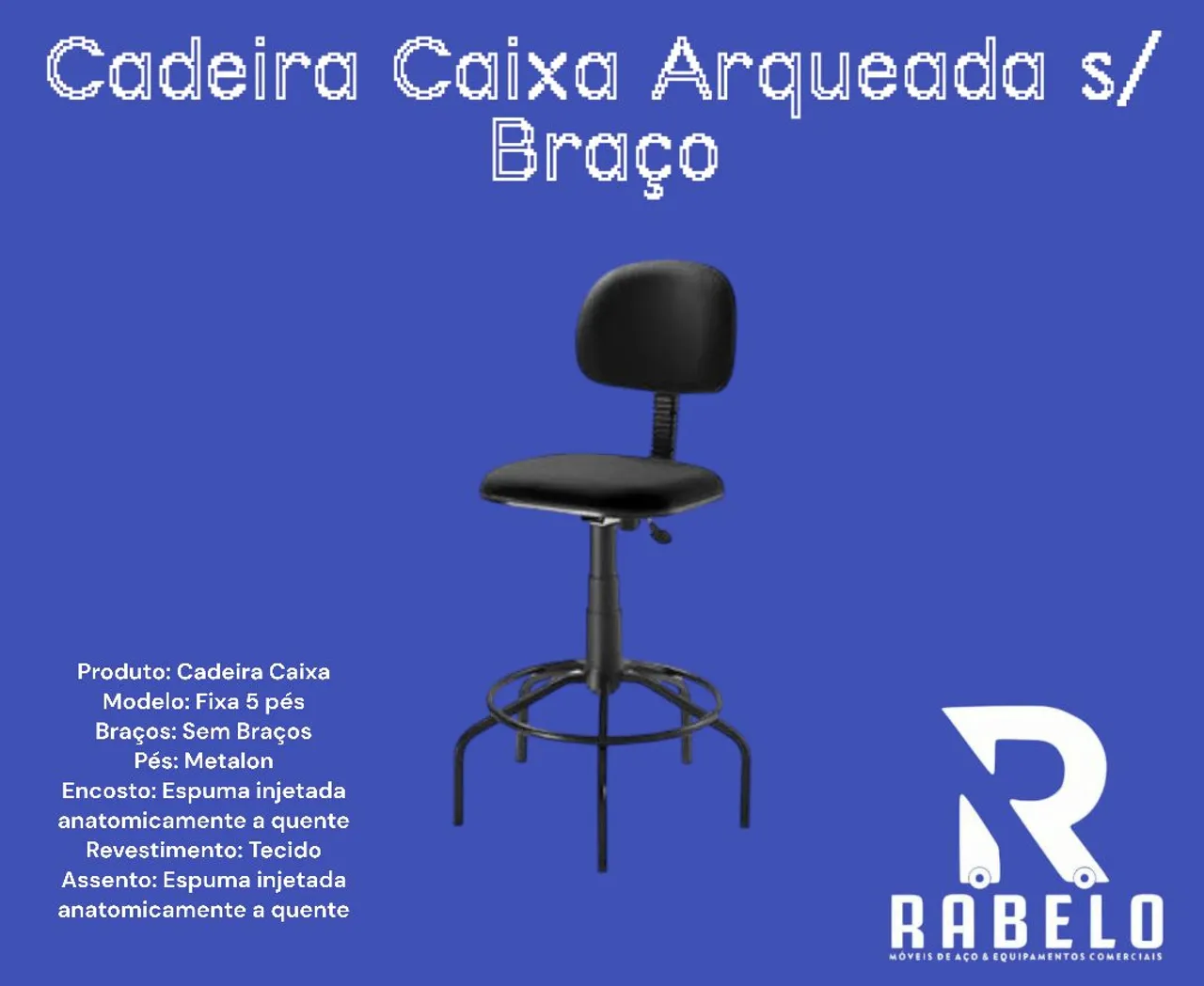 Cadeira Caixa Arqueada S/braço em até 5x sem juros no cartão