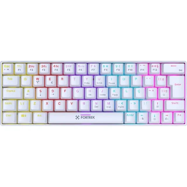 Teclado Mecânico 65% Fortrek Gravity White 65 Compact Switch Red - WZetta