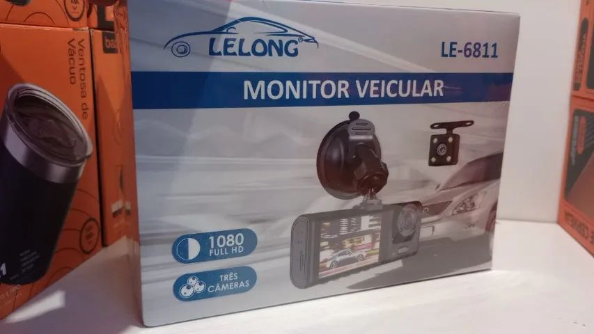 Câmera Veicular Tripla Full HD com Visor LCD Lelong Modelo LE-6811 - Foto 2