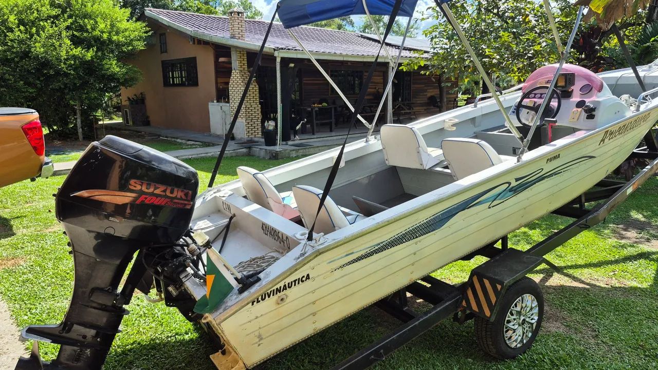 Barco alumínio 19 puma, com motor 50 Suzuki 4 tempo  - Foto 2