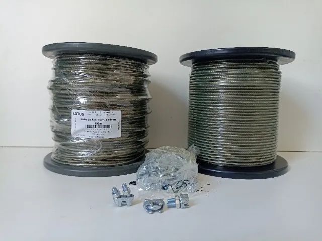 4 mm PVC Crystal Steel Cable - 2 x 100 m Reels + 35 3/16" Clamps