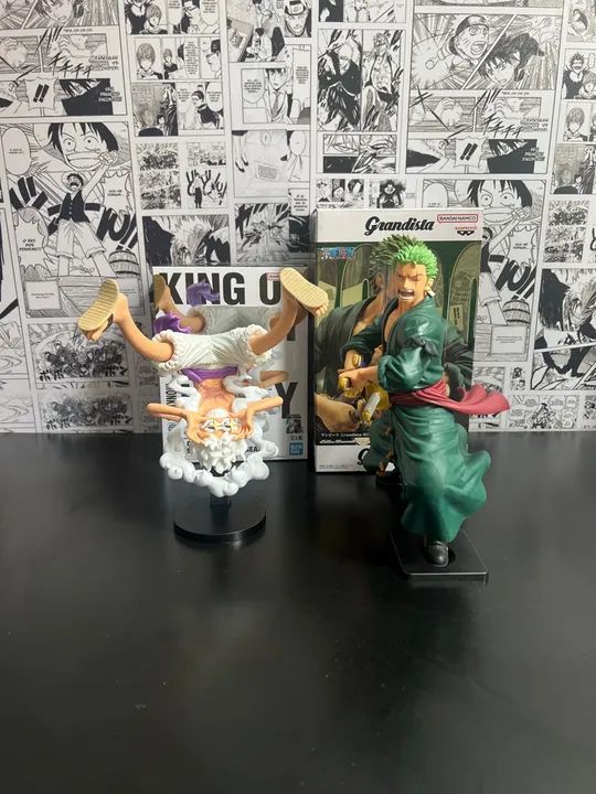 Bonecos One Piece Grandista - Zoro e King of Artistc Luffy Gear5 