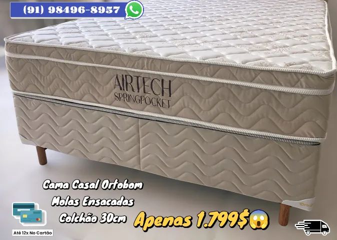 CAMA DE CASAL ORTOBOM COLCHÃO 30CM 