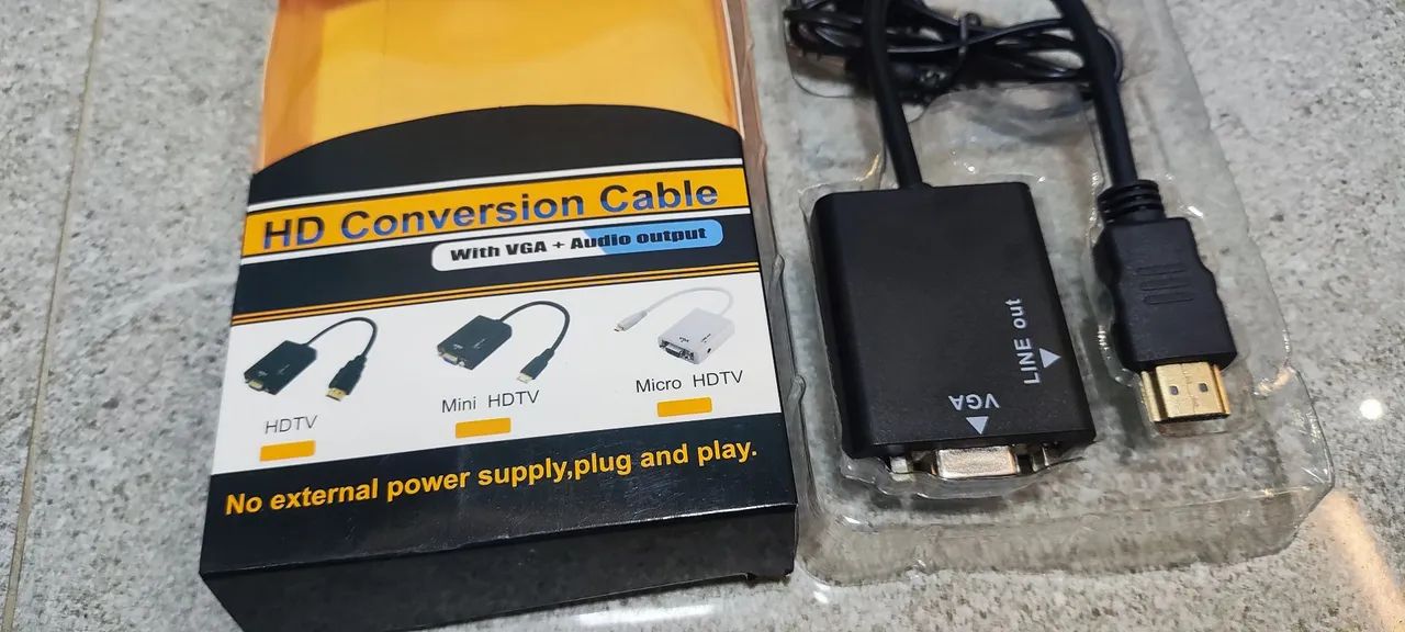 Adaptador conversor VGA HDMI áudio output  - Foto 3