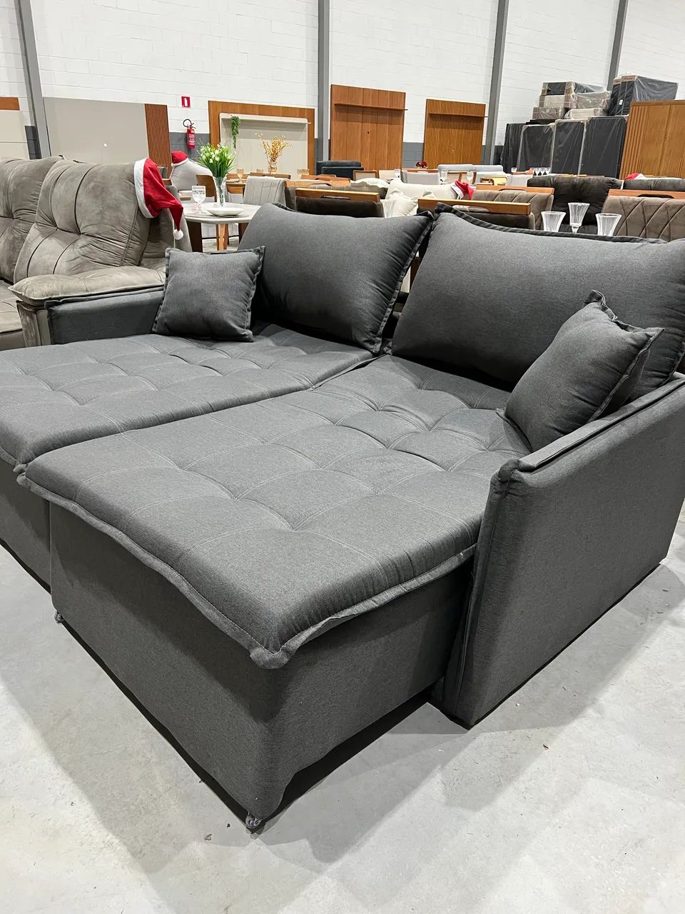 Sofá Sem Caixa Linho Grafite NOVO MOSTRUÁRIO 64842071185154120