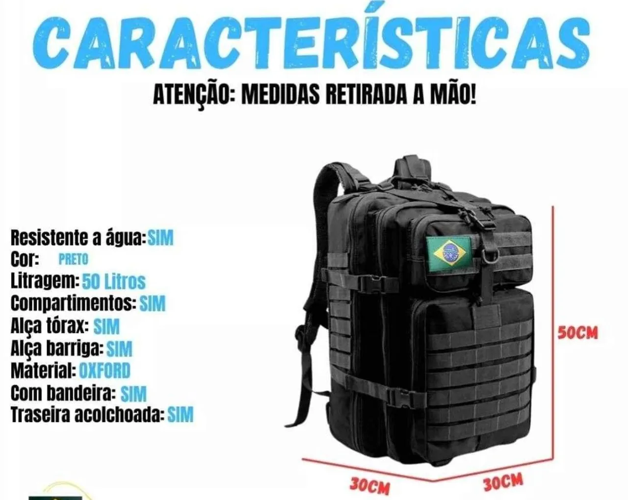 Mochila Tática 50 Litros