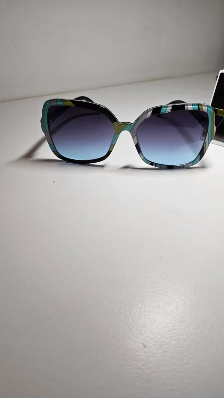 Oculos De Sol Feminino Emílio Pucci ( Original ) Espelho Azul-celeste  - Foto 3
