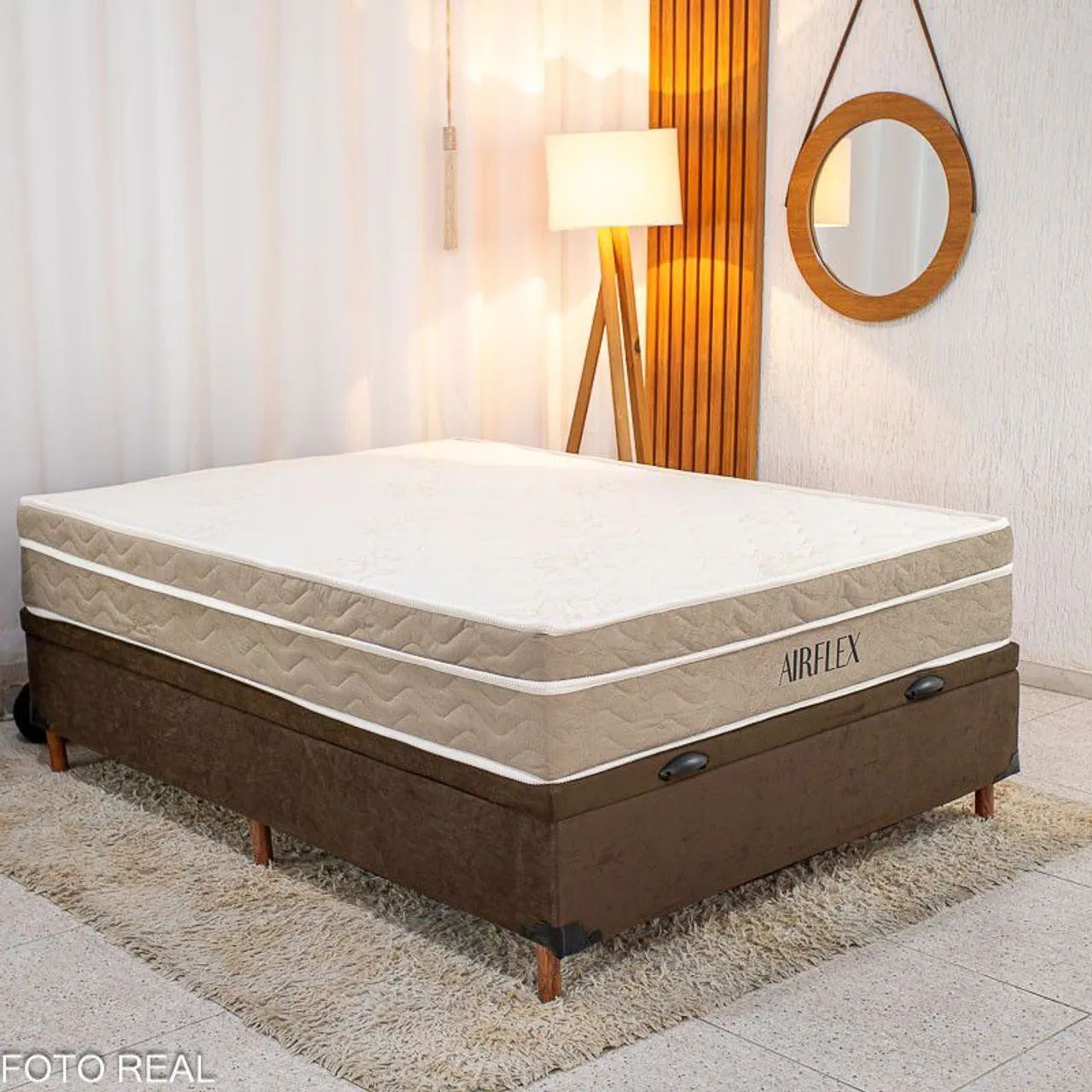 Cama Box Baú casal + colchão Molas ensacadas D33 Airflex 25 cm  - Foto 4
