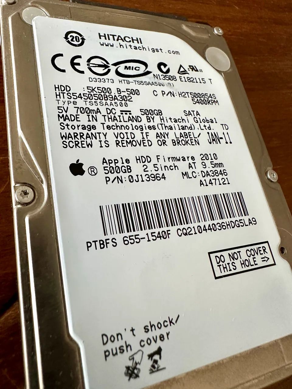 HD 2.5 Pol. Apple, Hitachi 500GB - SATA - 5400RPM - Foto 6
