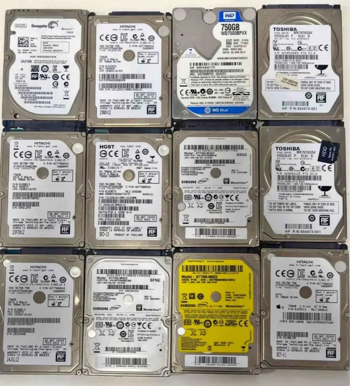Notebook HDDs of various sizes64407624430722120