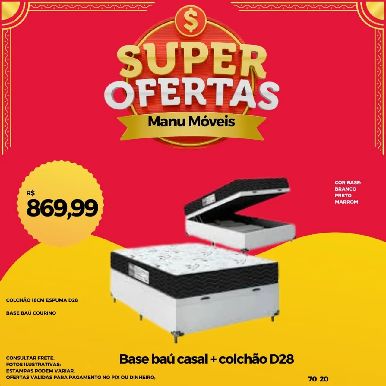Base Baú Casal + Colchão D28 - Super Oferta!