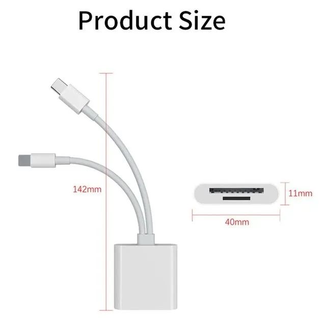 Adaptador 2x1 Lightning e USB C para Micro SD - Leia seus cartões no iPhone - Foto 4