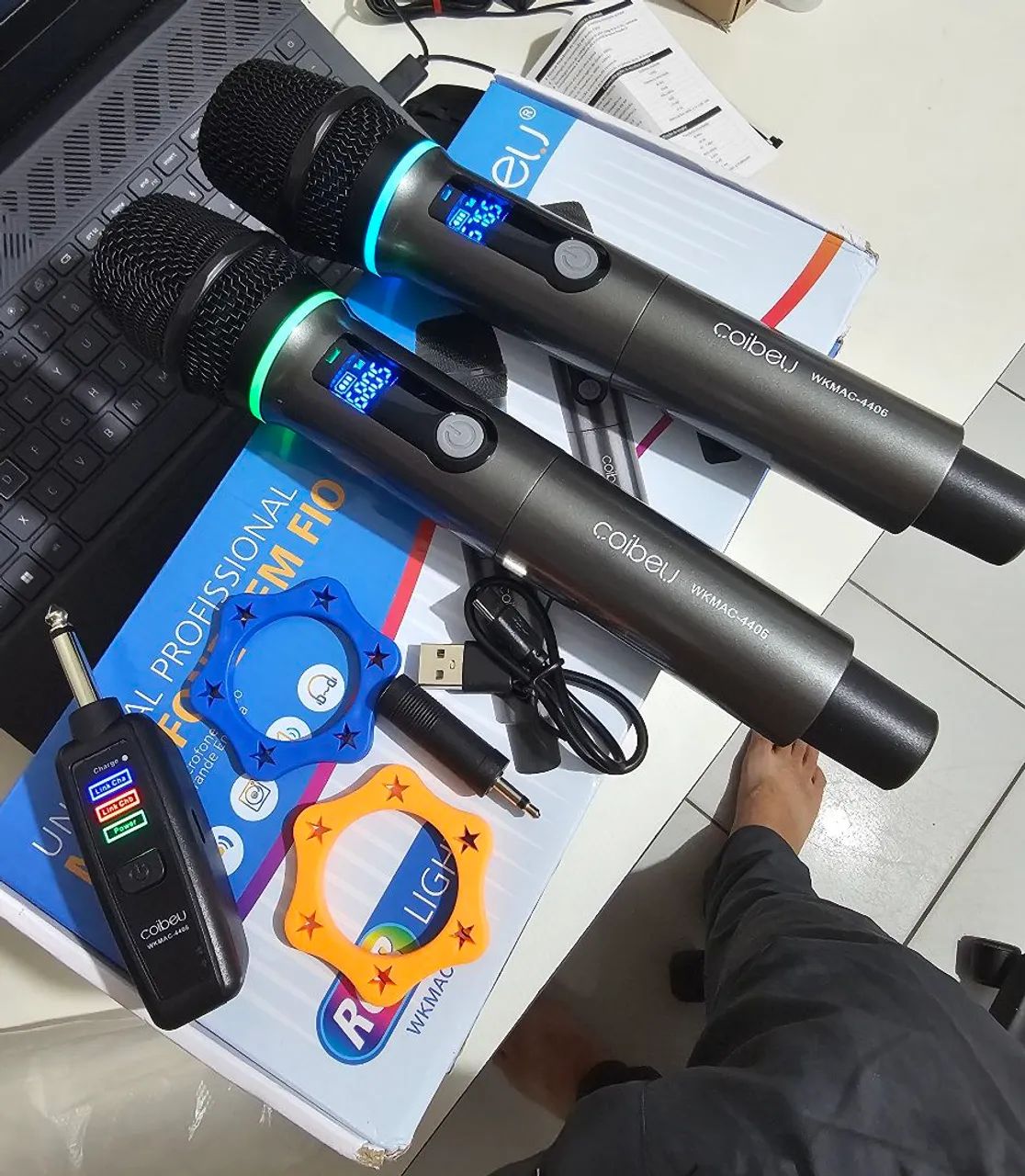 Microfone Duplo Sem Fio. Recarregável. 