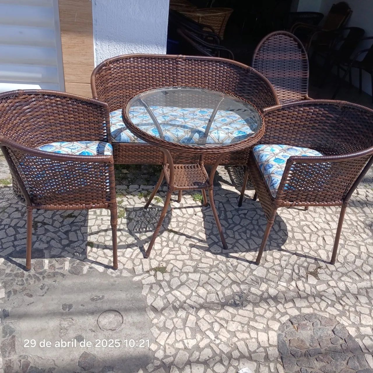 Jogo de Mesa de Jantar em  Vime - 4 Lugares