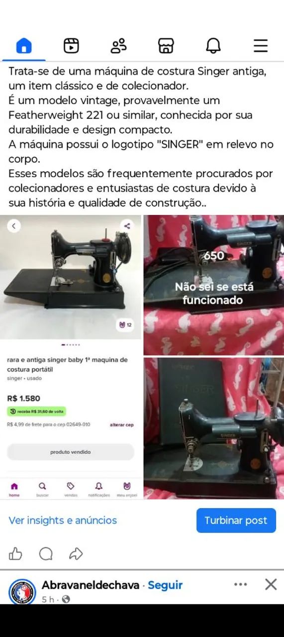 Máquina de costura antiga  - Foto 2