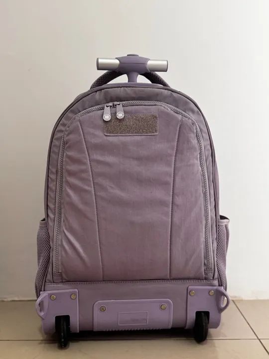 Mochila de rodinhas com rodinhas - lavanda - Foto 4