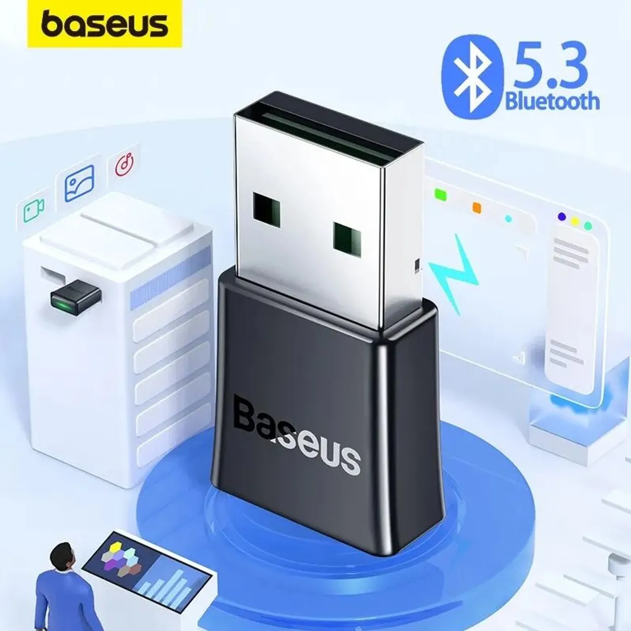 Adaptador Bluetooth 5.3 Baseus BA07 *Entrego Aceito Cartão