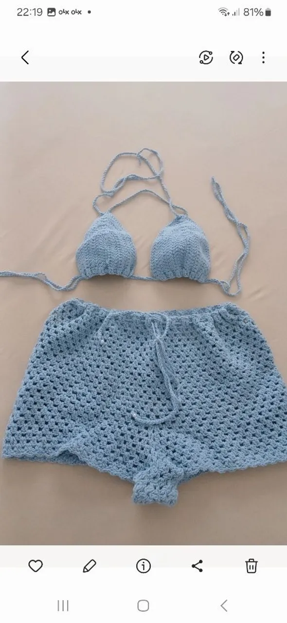 Biquíni Crochê Azul - Novo
