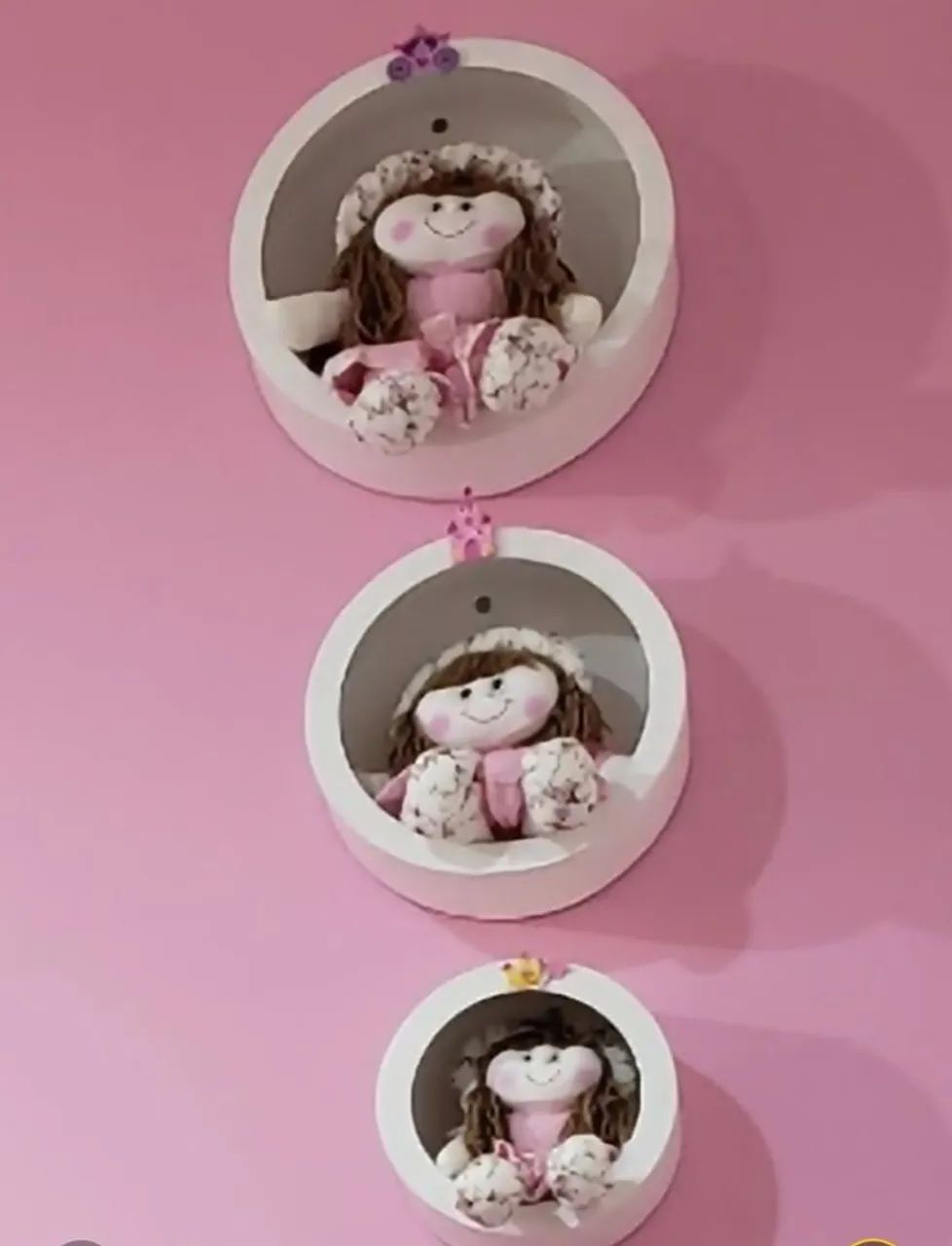 Kit 3 Nichos e bonecas para quarto infantil 