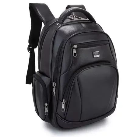 Mochila Escolar Couro Impermeável Resistente Executiva Premium Preta - Foto 4