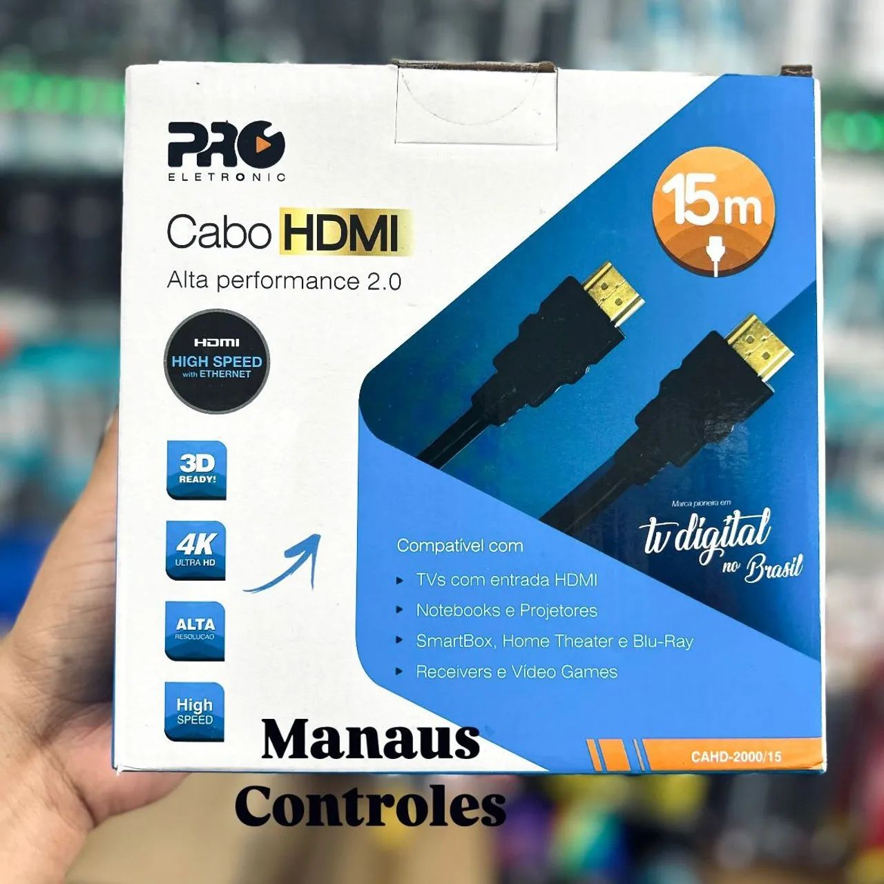 Cabo Hdmi 15 metros Versão 2.0 Pro Eletrônic