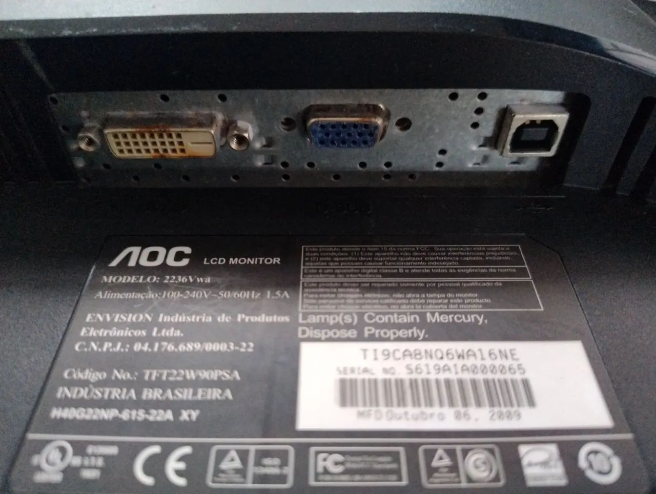 Monitor AOC 22 polegadas defeito  - Foto 5