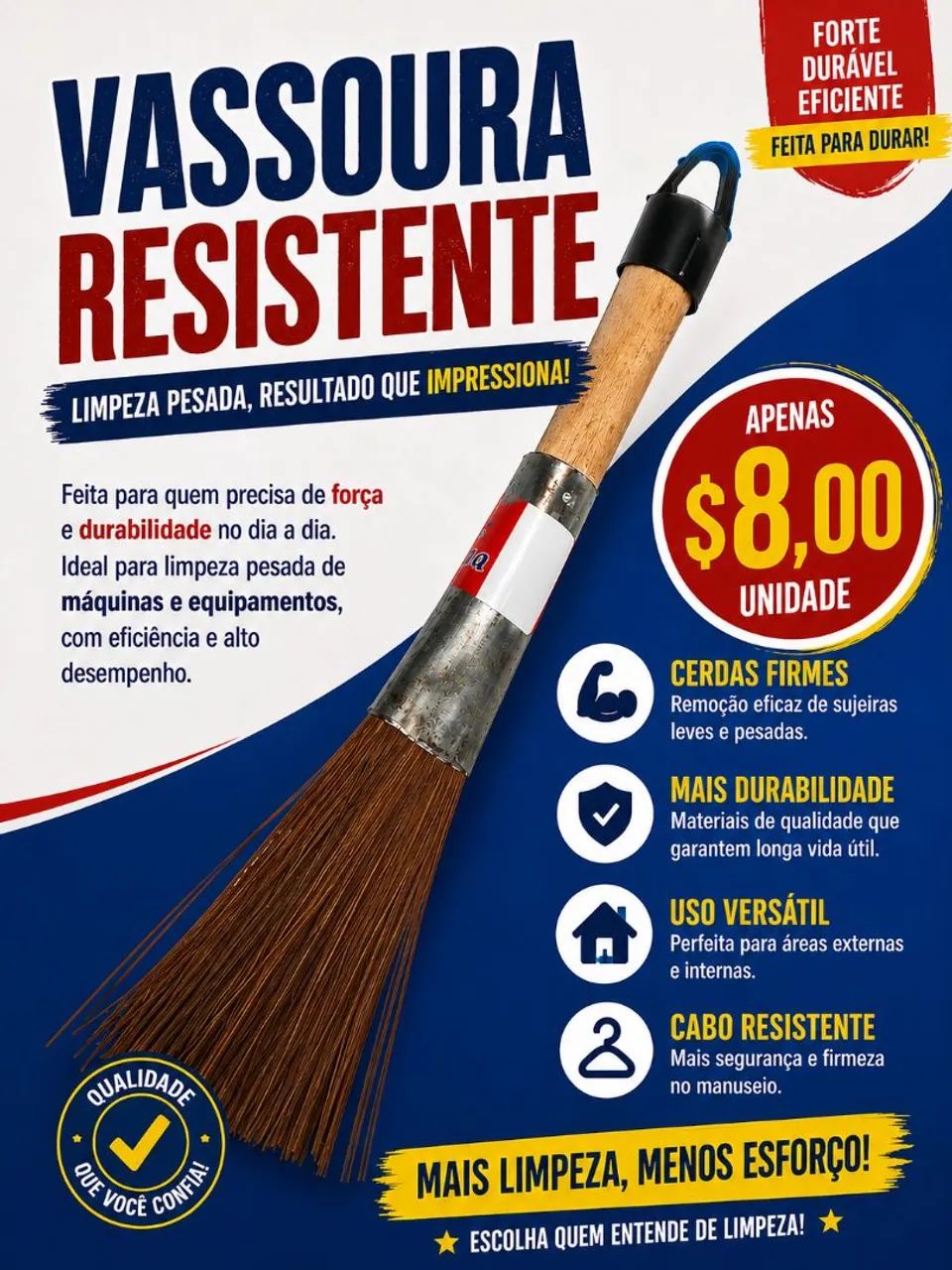 Vassoura durável 