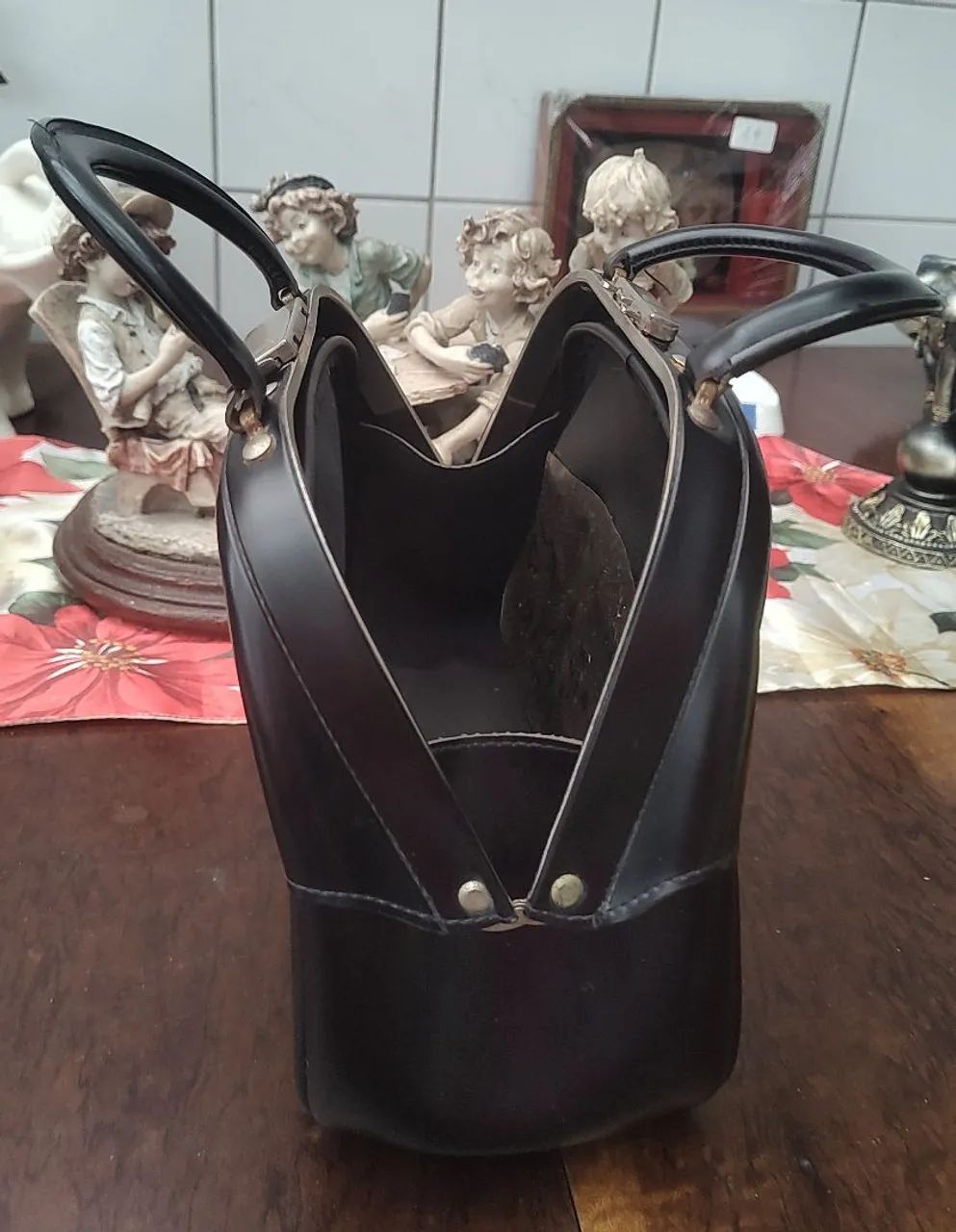 Bolsa estilo decor bag anos 50/60 couro  - Foto 5