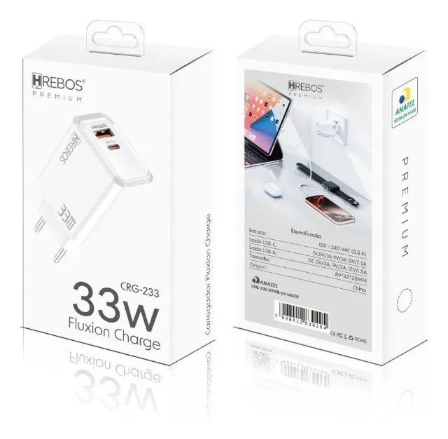 Fonte Carregador Turbo Pd 33w 1x Usb Tipo C + 1x Usb A - Foto 2