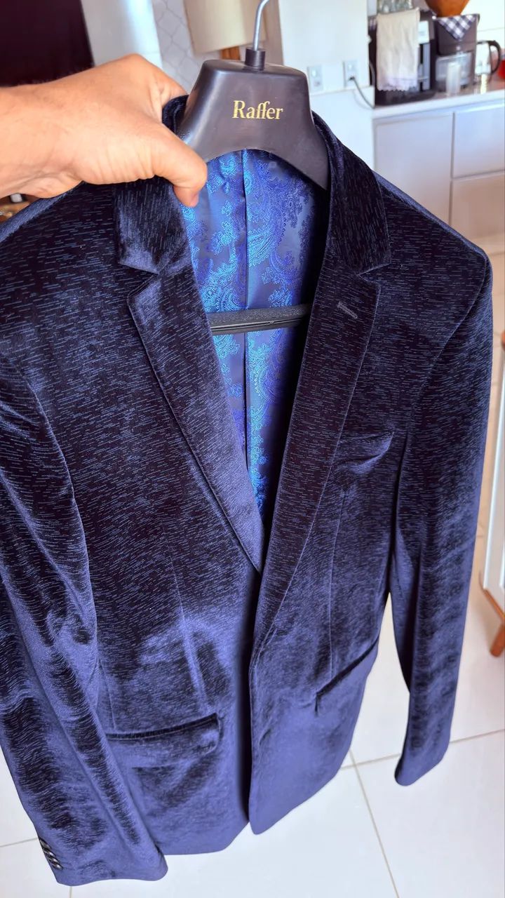 Blaser em veludo azul marca Raffer - Foto 2