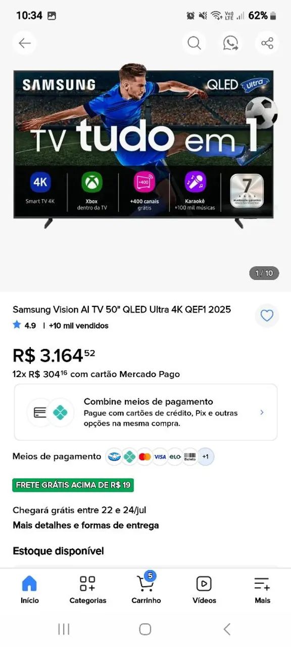 TV SAMSUNG QLED 50 POLEGADAS TELA QUEIMADA - Foto 5