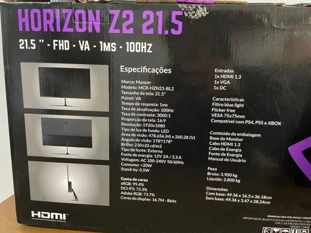 Monitor Horizon  Z2 21.5" 100HZ Novo! Parcelo até 12x ! - Foto 5
