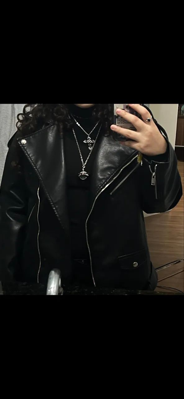 jaqueta de couro oversized - Foto 3