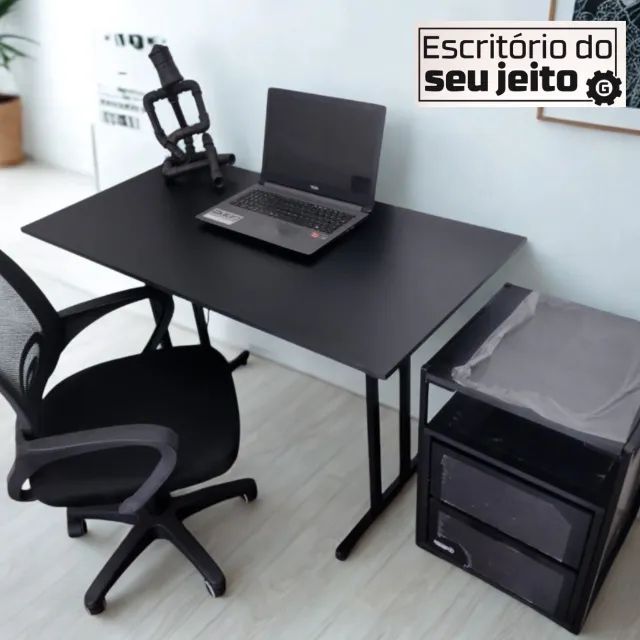 Escrivaninha Nova com Gaveta 1,20M Mesa Reforçada Multiuso Escritório Computador Notebook - Foto 2