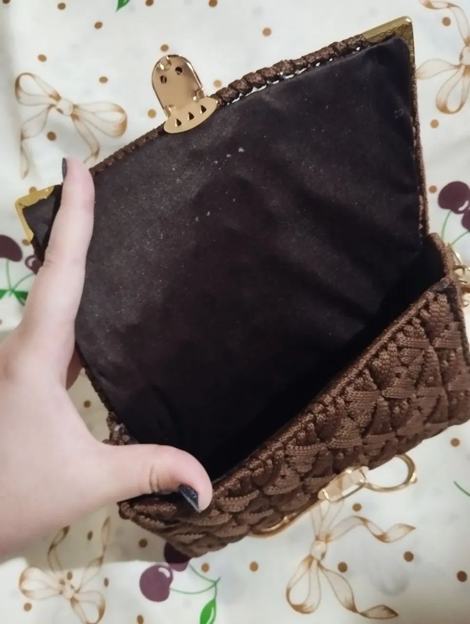 Bolsa Artesanal Crochê Marrom  - Foto 5