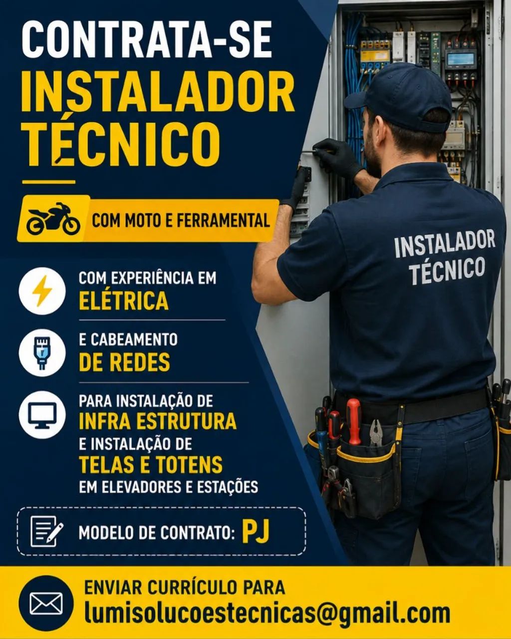Contrata se técnico instalador