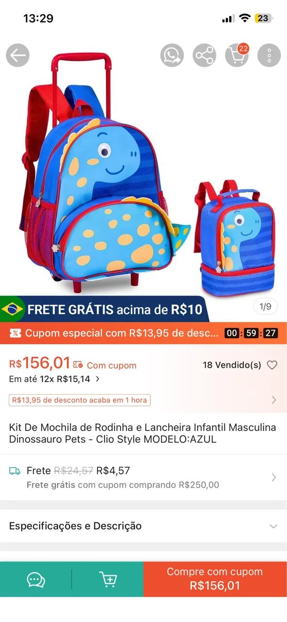 Kit Mochila e Lancheira semi nova! - Foto 6