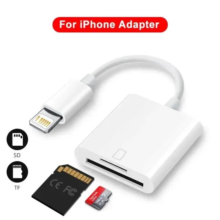 Adaptador leitor cartao Sd Micro Sd para iphone conector lighting