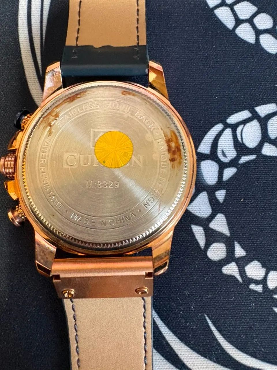 Relógio Masculino Curren Cronógrafo Rose Blue 48mm Couro - Foto 4