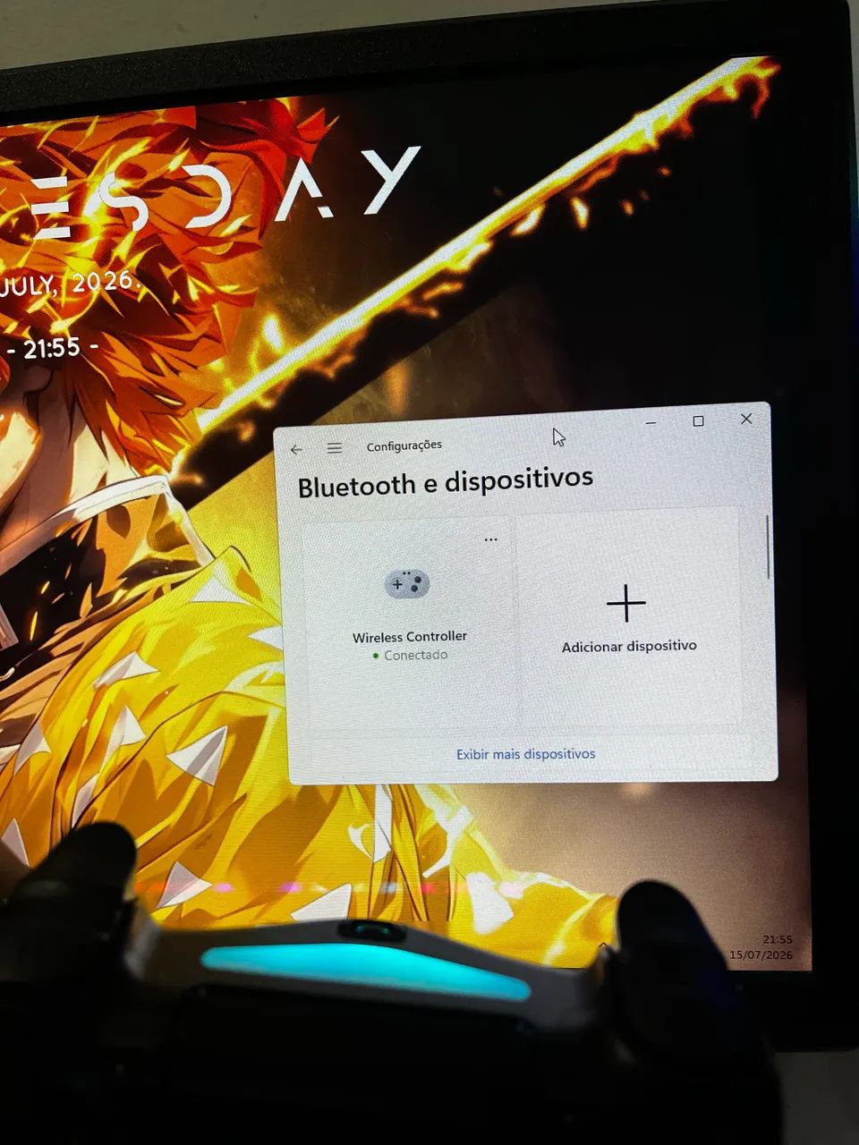 Controle Sem Fio Bluetooth PS4/PC - Muito Conservado! - Foto 5