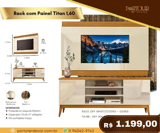 Rack com Painel Titan 1,60 a pronta entrega 