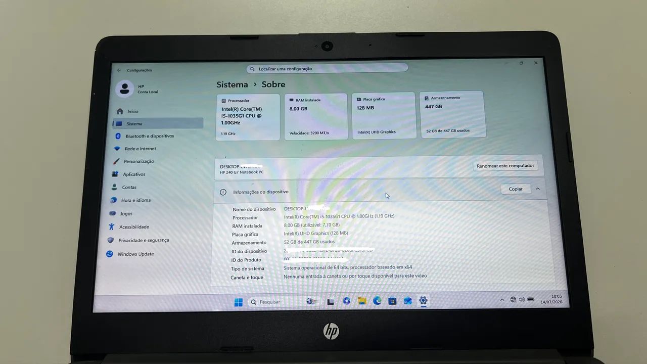 Vendo notebook HP