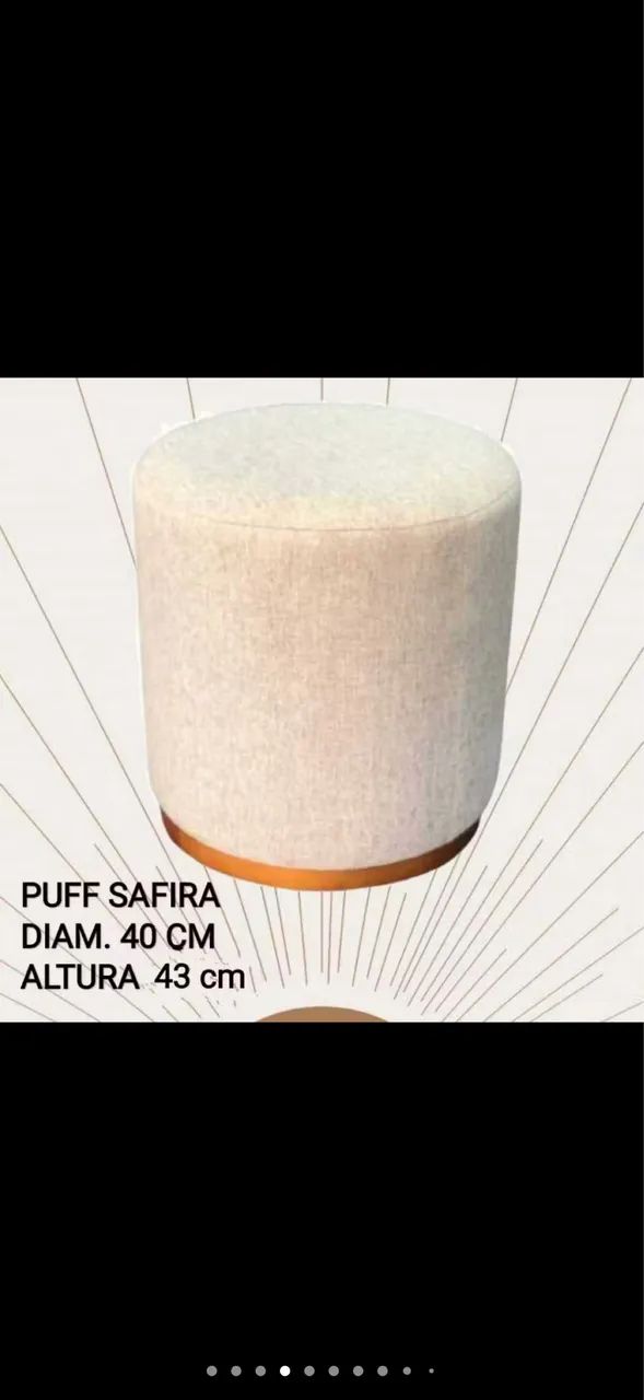 Puff Decorativo Redondo Bege com Base Amadeirada - Foto 3