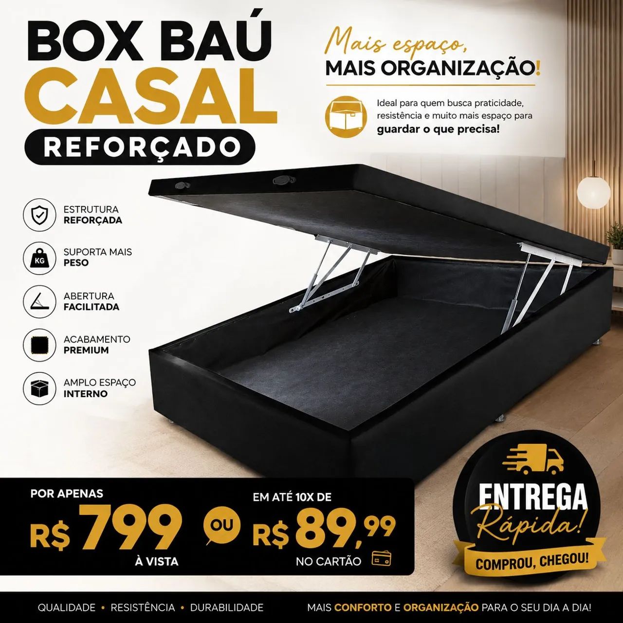 Cama box solteiro e casal