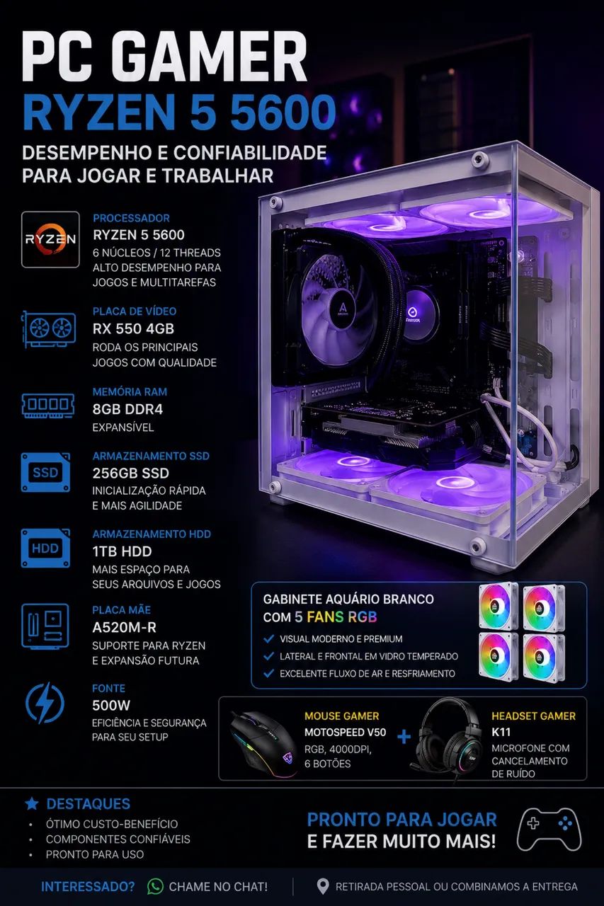 Pc Gamer a venda Ryzen 5
