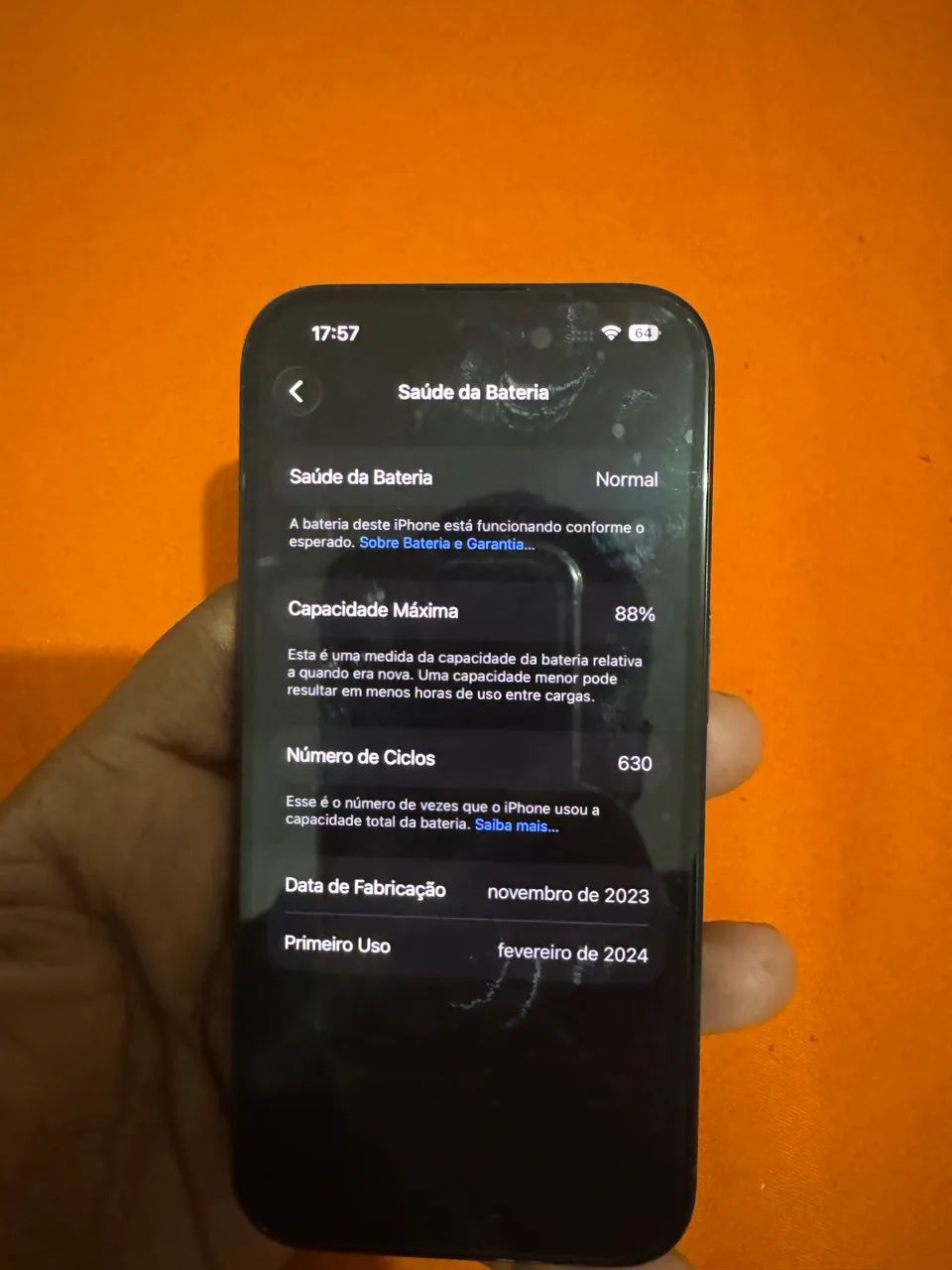 iPhone 15 pro 128 GB, saude da bateria em 88% - Celulares e