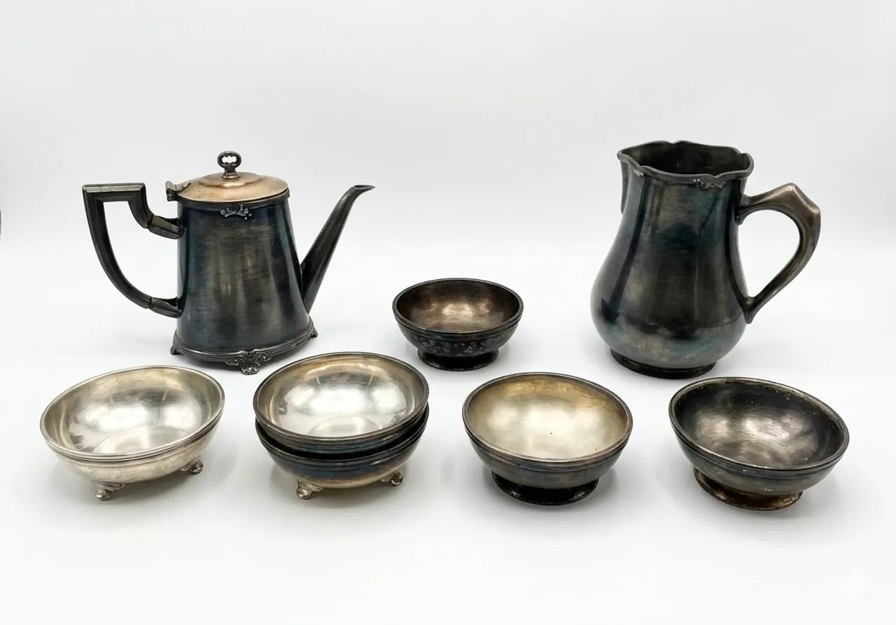 Conjunto de baixela de prata