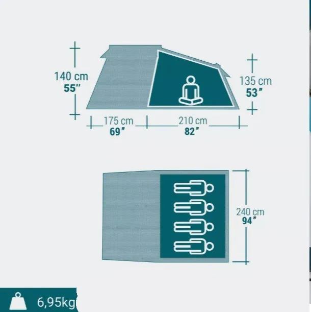 BARRACA CAMPING DECATHLON QUECHUA MH100 4 PESSOAS QUARTO + VARANDA + LONA PROT. INFERIOR - Foto 5